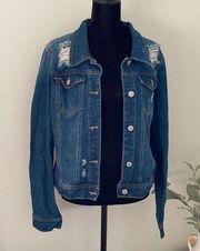 Wax Jean Distressed Jean Jacket-Size Large
Casual