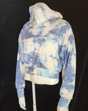 Socialite Blue & Cream Tie Dye Cropped Hoodie (S)