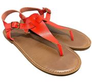 Mossimo Supply Co Tangerine Thong Leather Sandal Womens 8 Boho Flat