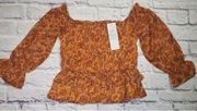 Patrons Of Peace Women's Size Small Smocked Orange Paisley Blouse