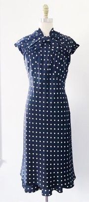 MOSCHINO • vintage black silk polka dot dress slip midi cap sleeve bias designer