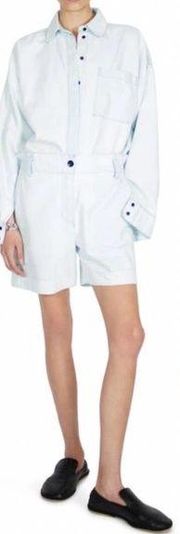 Proenza Schouler White Label High-Waisted Shorts in Bleach Chambray Size 6