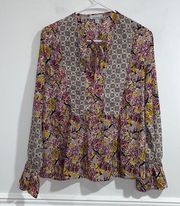 Allison Joy blouse peasant shirt‎ floral medallion small