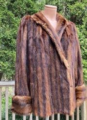 Size fits XL Genuine Mink Fur Coat Jacket Women's Winter Vintage