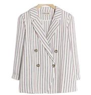 Dolan Anthropologie womens large striped blazer linen blend business casual prep