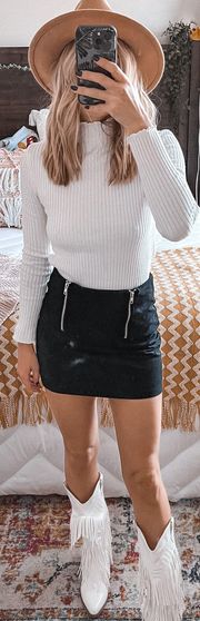 Black Faux Suede Mini Skirt 