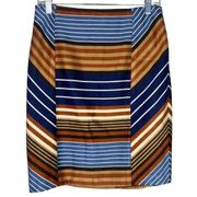 J. MCLAUGHLIN Montecito Pencil Striped Slit Skirt Zip Clasp Close 4 Multi #2627