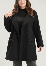 Bloomchic Solid Button Down Flap Pocket Suit Collar Coat Black Size 30 6X NWT