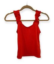 Willow & Root Orange Ribbed Crop Tank With Ruffle Straps Women’s XS