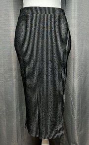 SILENCE + NOISE BLACK GRAY PENCIL SKIRT WITH SIDE SLIT MEDIUM URBAN OUTFITTERS