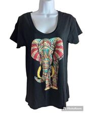 Riot Society  Black Elephant Scoop Neck T-Shirt Small