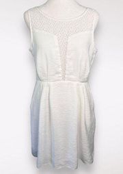 White Lace Crochet Mini Dress Sleeveless 6 FLAWED