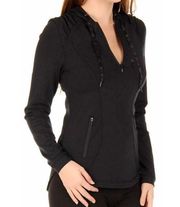 Spanx Quarter Zip Pullover Jacket Black Athletic