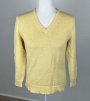 St. John's Bay Yellow V-Neck Cotton Sweater Size S/M