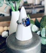 NWOT Fragrant Jewels red/white/blue gemstone cocktail silver ring