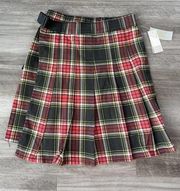 BP Cotton Red Plaid Pleated Skirt Size XS Knee Length NWT F3