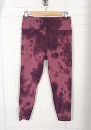 Sage Collective Tie Dye Dark Pink High Waisted Activewear Leggings Size L