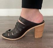 Womens Slide Splice Sandals Chunky Heel Chocolate Size 9