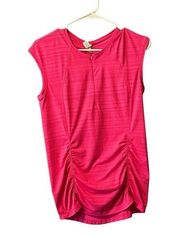 Athleta Pacifica Contoured Tank Top Womens Small Pink Zip Front Ruched Pocket