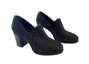 COS Suede Heeled Loafers Black size 9.5 (41) Stealth Wealth Retro Minimalist