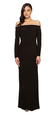 Adrianna Papell Ruched Off-Shoulder Long Sleeve Dress