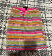 Forever 21 Pink Multi Colored Knit Bodycon Beach Mini Skirt