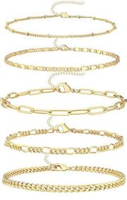 Ankle Bracelets for Women, 14k Gold Plated Waterproof