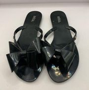 Mel Dreamed by Melissa Harmonic Glitter Bow Thong Jelly Black Sandal Girls Sz 7