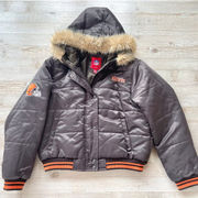 NFL‎ For Her Cleveland Browns Women's Fur Trim Bomber Jacket | Size Large