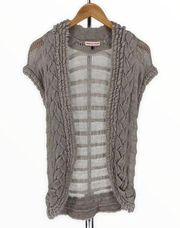 Rebecca Taylor Grey Chunky Cap Sleeve Open Knit Cardigan Sweater Wool Mohair XS