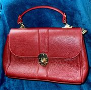 Top Handle Across Body Bag in Oxblood - Italian Genuine Leather