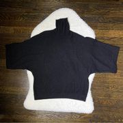 Black Bat Wing Short Sleeve Turtleneck Sweater