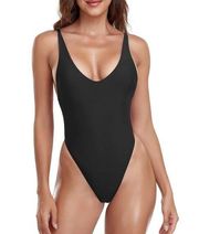 NEW RELLECIGA Black One Piece Thong Swimsuit Small