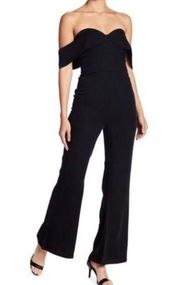 Few Moda jumpsuit black cocktail party sleeveless off shoulder wide leg L