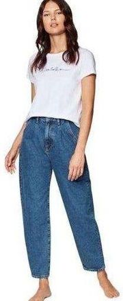 Mavi Laura high rise pleated Baggy Jeans  Blue