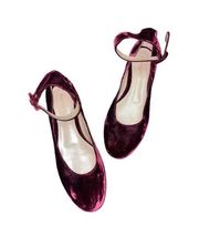 Gianvito Rossi Burgundy Velvet Ankle Strap Ballet Flats Size 39 / 8.5 NWOT