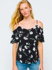 Valette Back Detail Cold Shoulder Knit Floral Top Size Medium