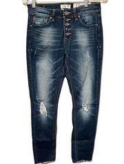 Indigo Rein High Rise Ankle Raw Hem Skinny Jeans