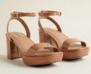 Torrid Platform Block Heel Sandal Nude Tan Size 11WW NWT