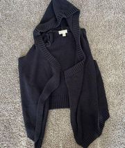 Michael Kors Knit Sweater Womens S Black Sleeveless Open Front Drape Cardigan