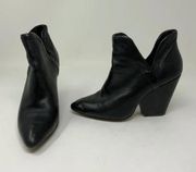 Splendid Cheryl Black Leather Cut Out High Heel Pointed Toe Ankle Booties Shoes
