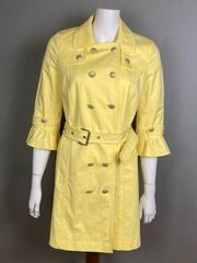 Michael Kors trench coat medium canary yellow military ruffle belted