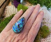 Abalone shell silver antique design ring size 7