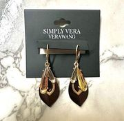 Vera Wang Simply Vera brown rhinestone drop earrings