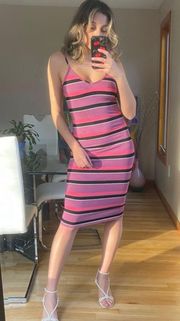 Ribbed Pink Striped Dress