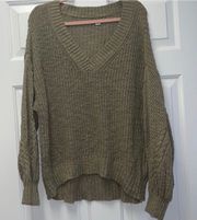 American Eagle green oversized v neck sweater