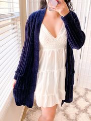 Navy Chenille Duster Cardigan