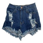 Vibrant MIU High Waisted Cut Off Jeans Short Shorts Size S Distressed