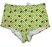 Unique Vintage High Waist Green Gingham Ladybug Bikini Bottom L New