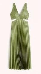 Satin Pleated Cut Out Maxi Dress